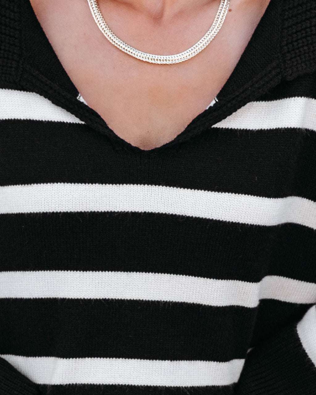 Maxwell Striped Knit Pullover Sweater - Black