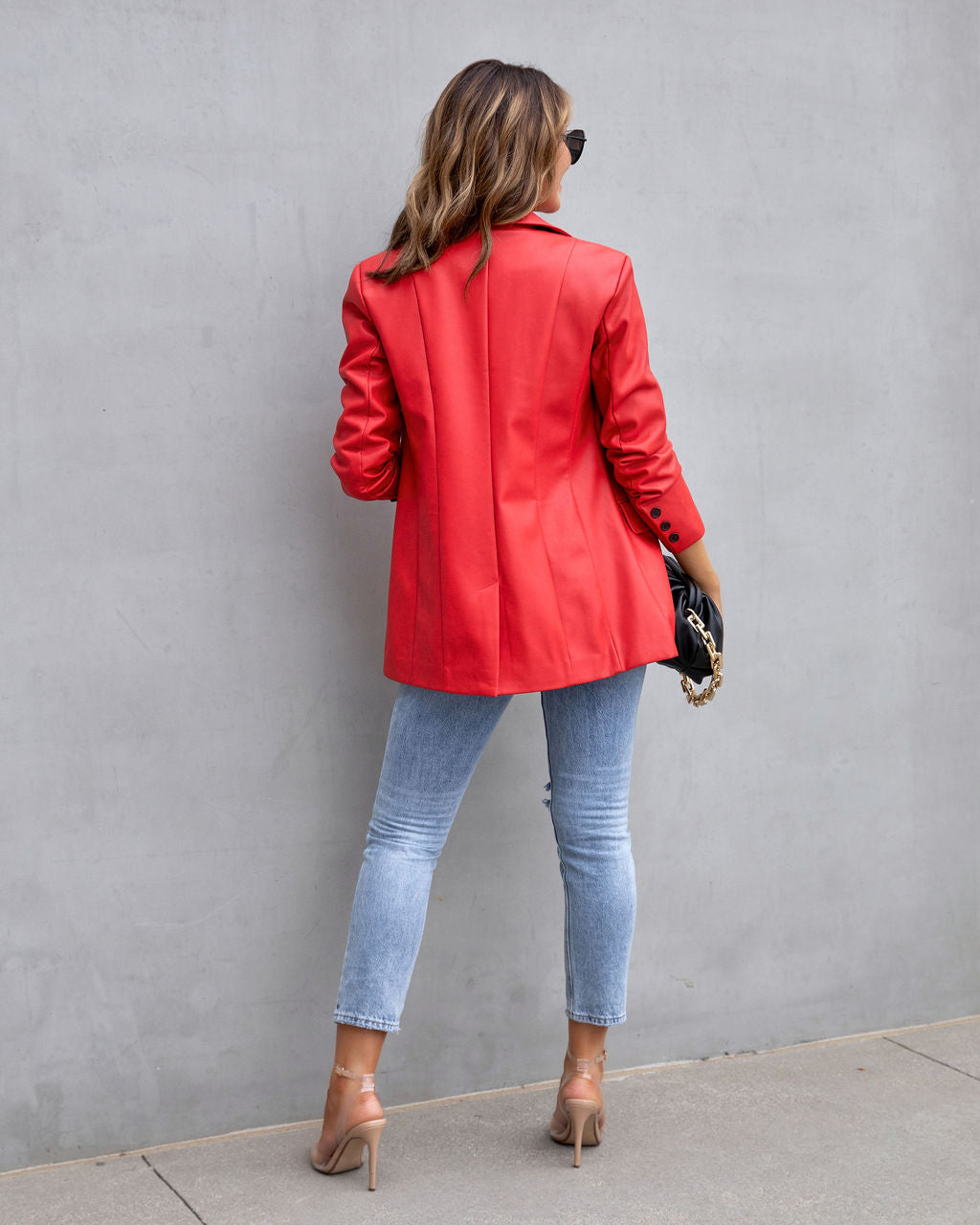 Fashion Affairs Faux Leather Blazer - Cherry - FINAL SALE