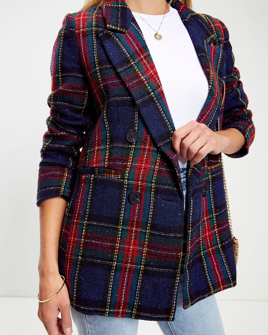 Franklin Metallic Plaid Blazer