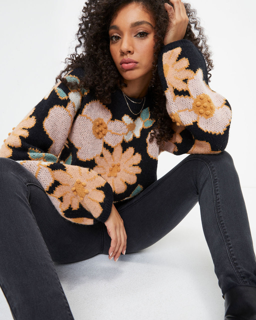 Arlow Floral Knit Pullover Sweater