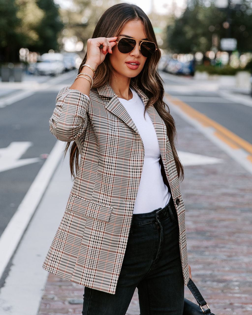 Central Park Strolls Plaid Pocketed Blazer