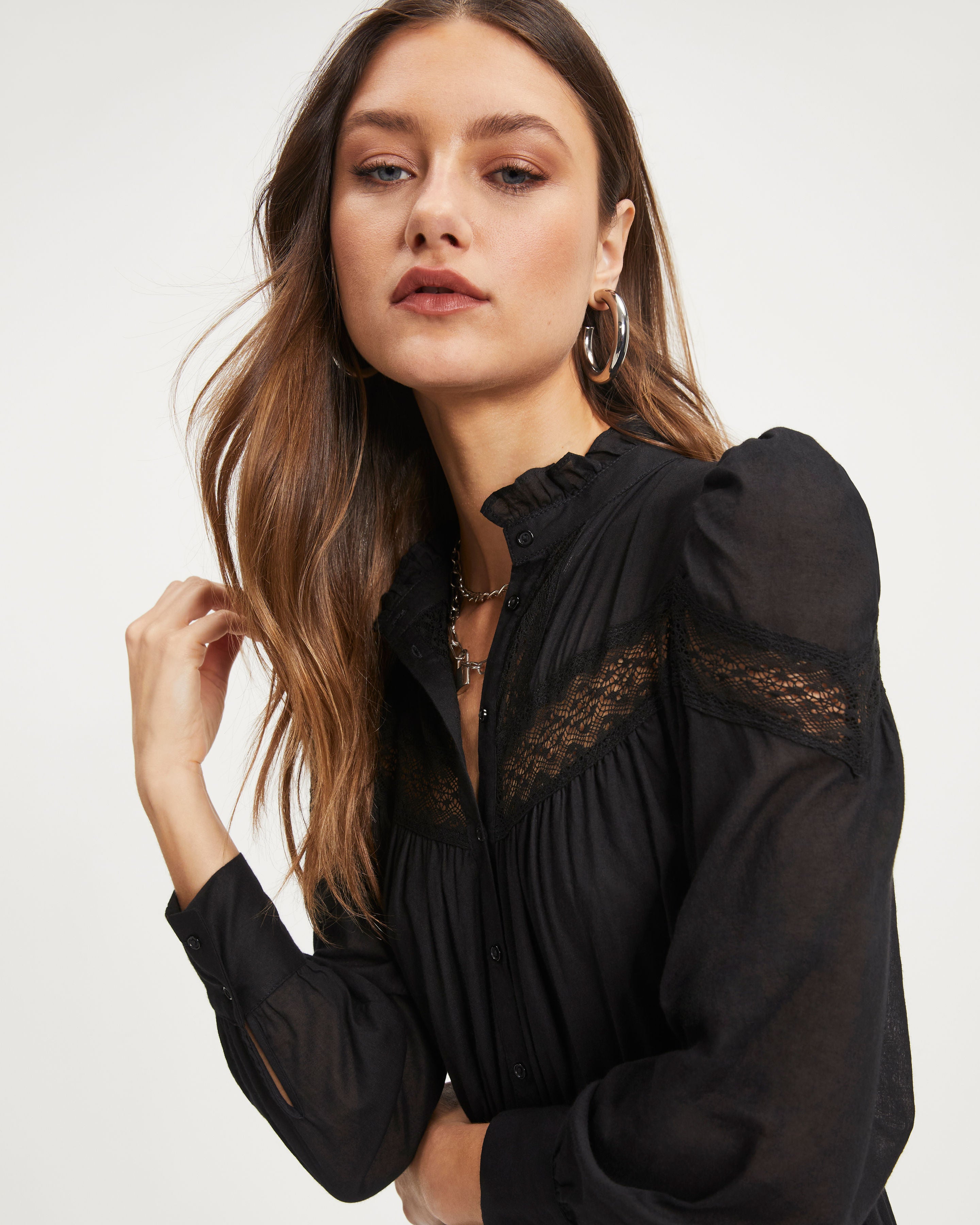 Taking Chances Cotton Crochet Lace Mini Dress - Black