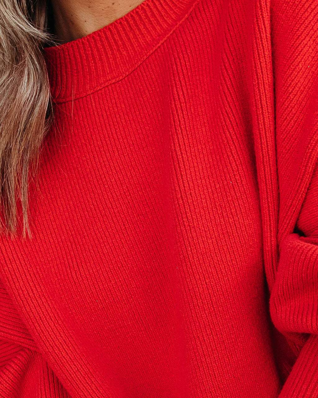 Elouise Knit Oversized Pullover Sweater - Red