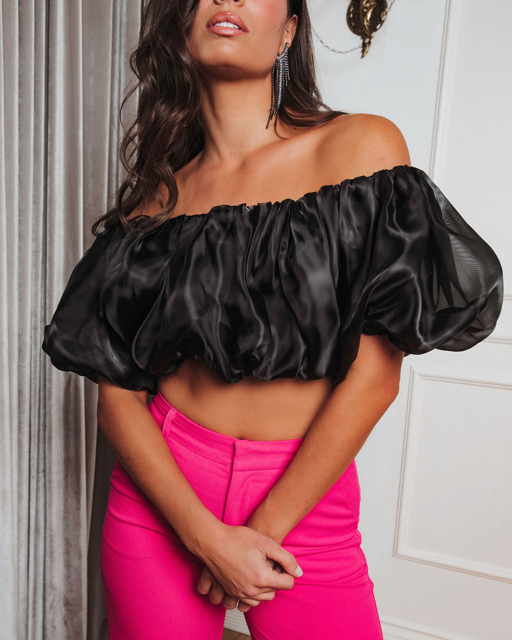 Stellan Off The Shoulder Crop Top - Black - FINAL SALE
