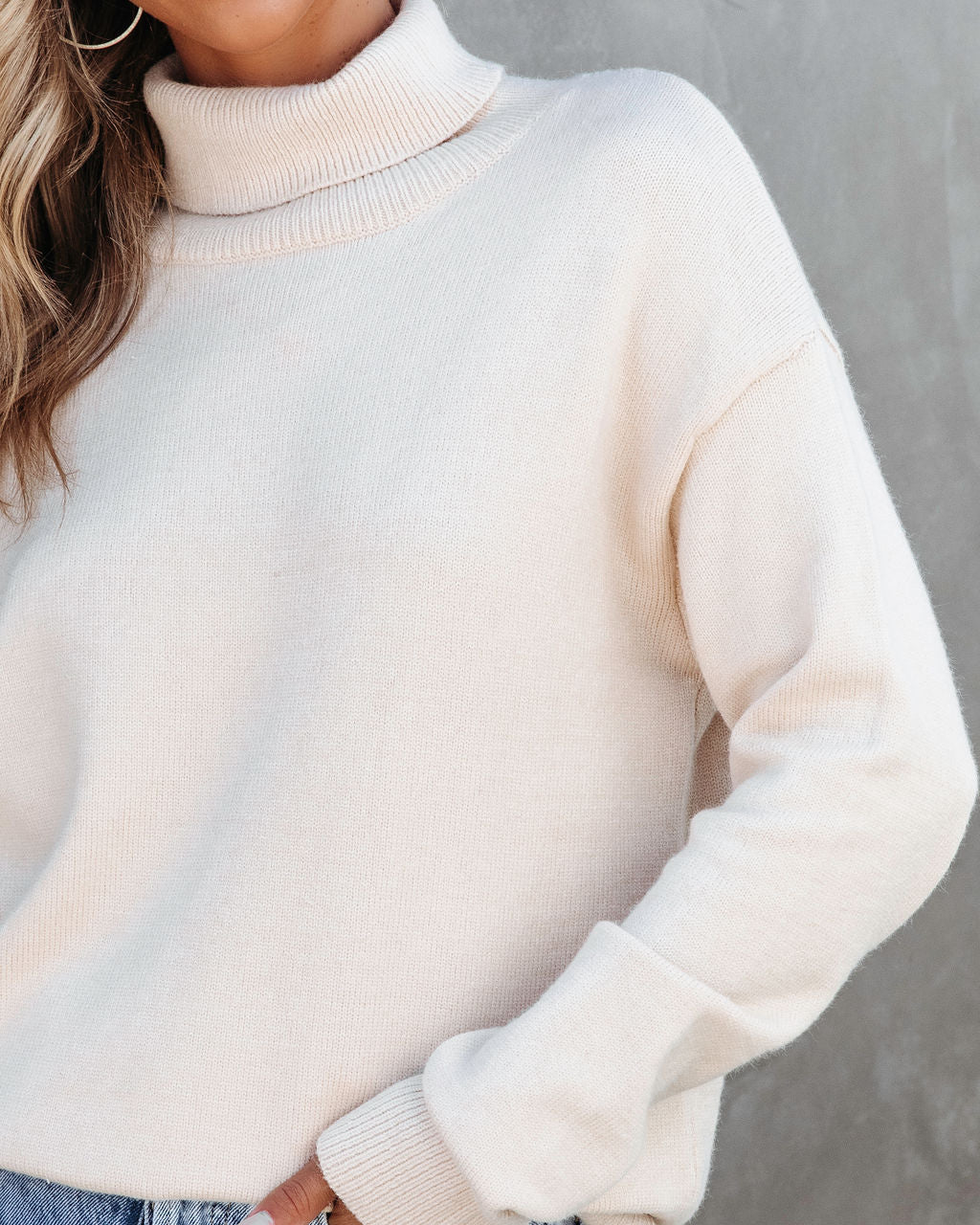 Weekday Brunch Vibes Knit Turtleneck Pullover Sweater - Beige