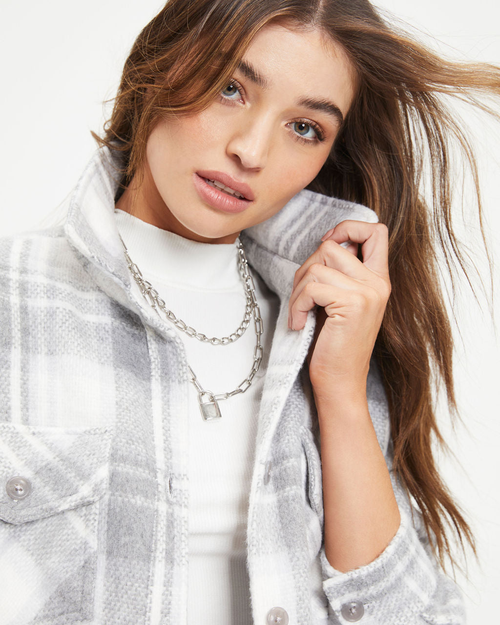 Keep You Warm Pocketed Plaid Jacket