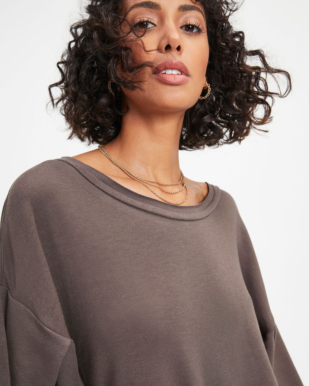 Jerome Knit Dolman Long Sleeve Top - Charcoal