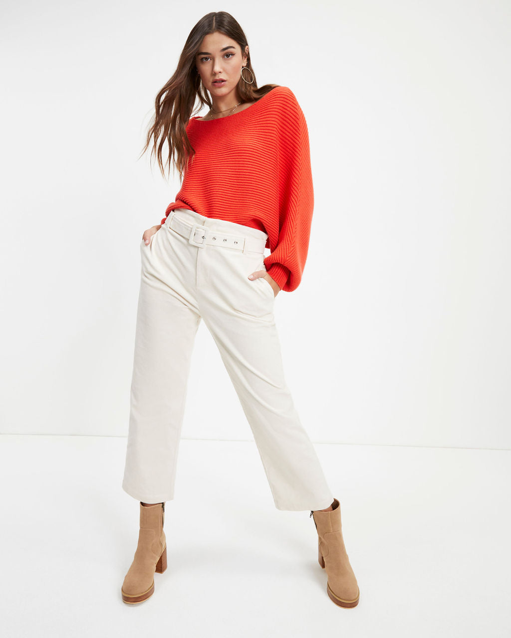 Normandie Knit Boat Neck Pullover Sweater - Poppy