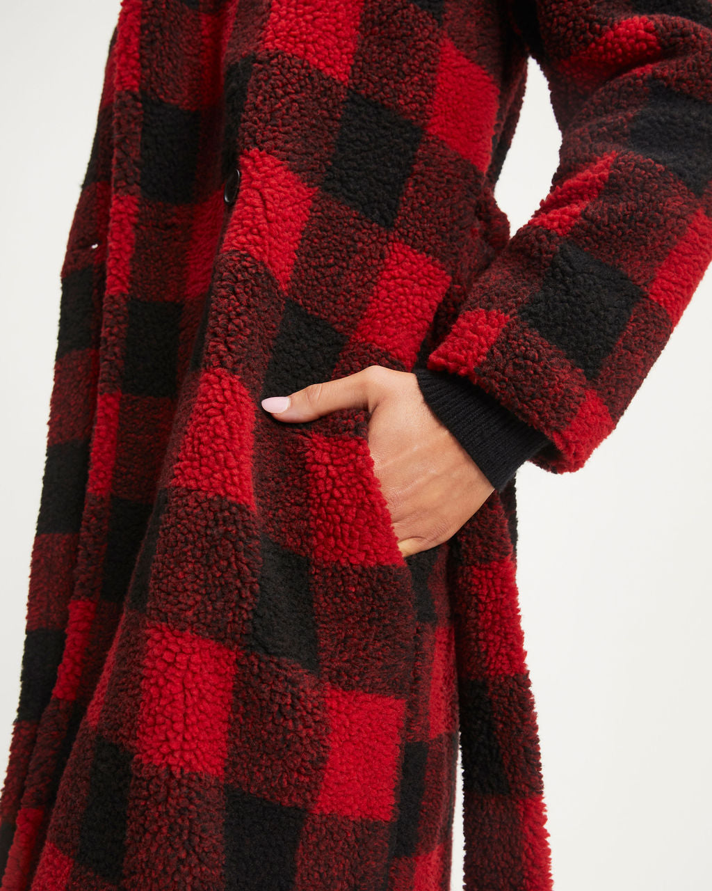 Cabin Fever Teddy Pocketed Coat - Red