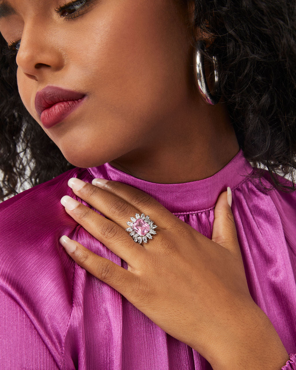 Lovey Dovey Crystal Burst Ring - Pink