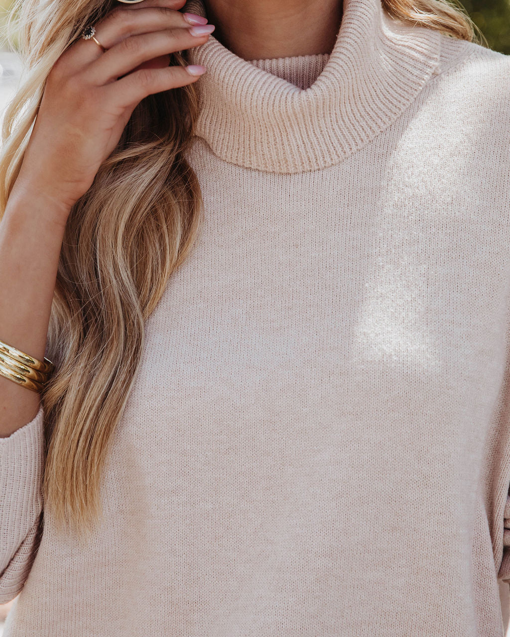 Faith Turtleneck Knit Sweater - Beige