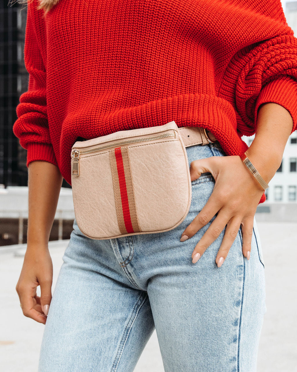 Cassius Faux Leather Belt Bag - Natural