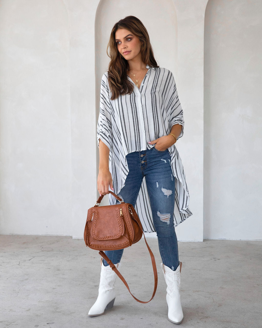 Michelle Lightweight High Low Top - FINAL SALE