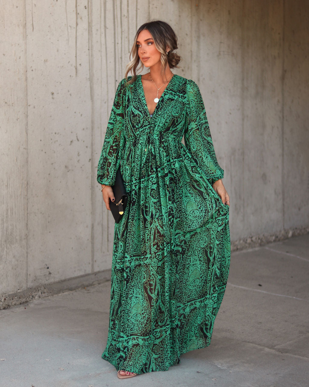 Do What I Feel Printed Chiffon Maxi Dress