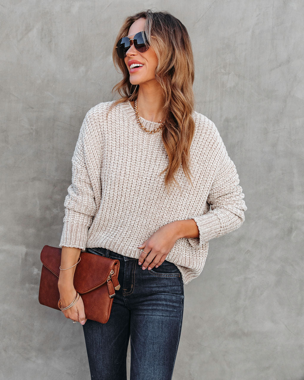 Waves Of Desire Chenille Sweater - Taupe