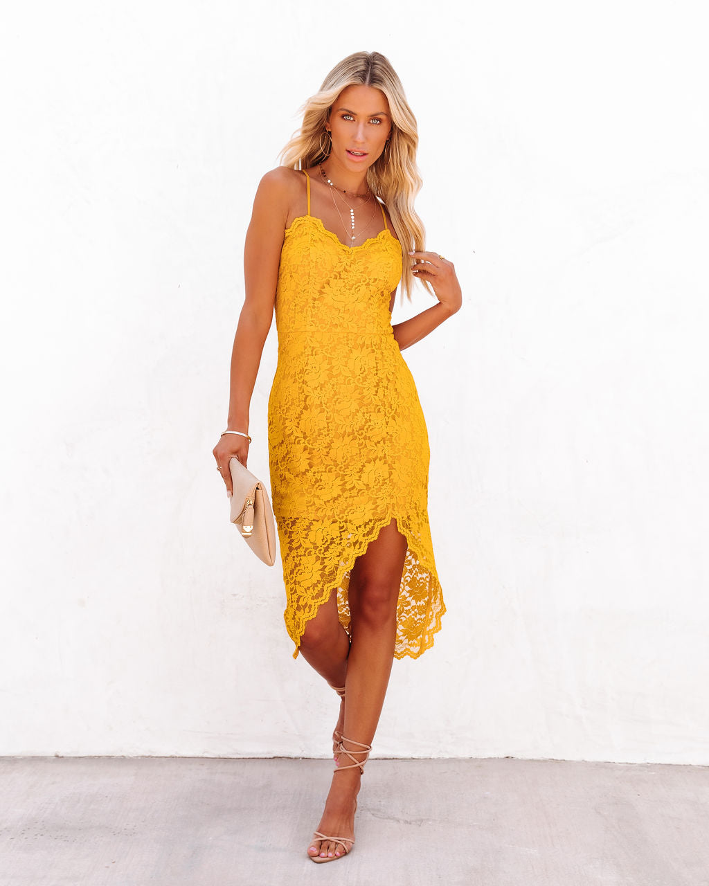 Flamenco In Marbella Lace Midi Dress - Marigold - SALE