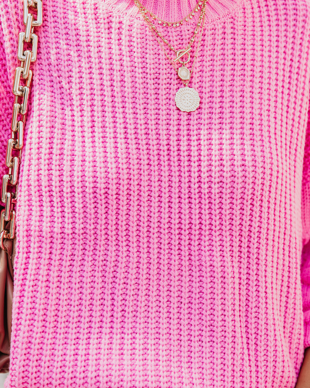 Fall Bucket List Knit Sweater - Pink