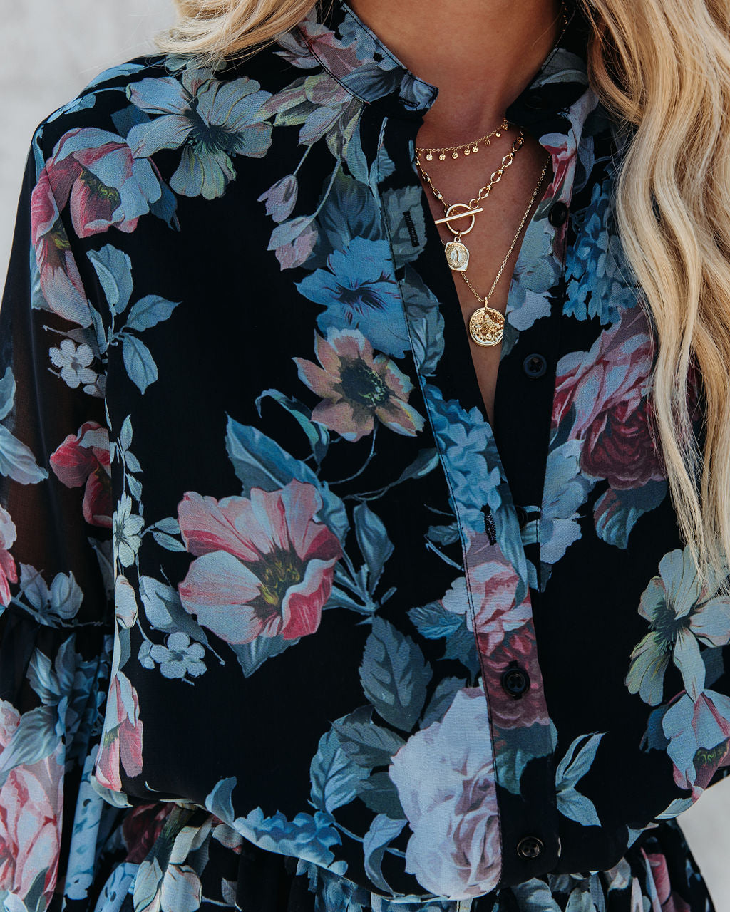 Maxwell Floral Adjustable Balloon Sleeve Dress