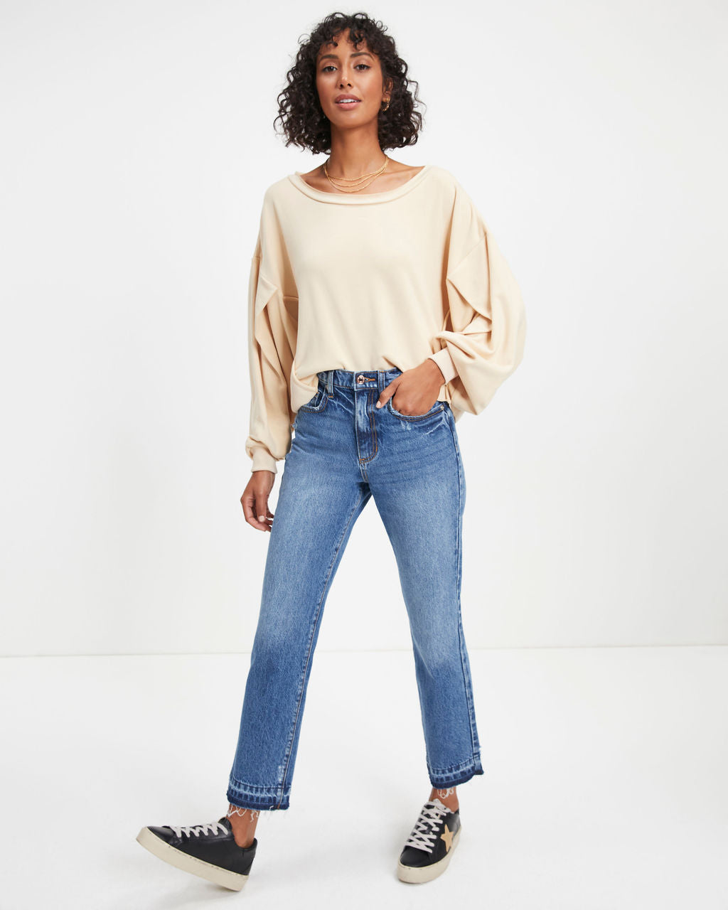 Jerome Knit Dolman Long Sleeve Top - Beige - FINAL SALE