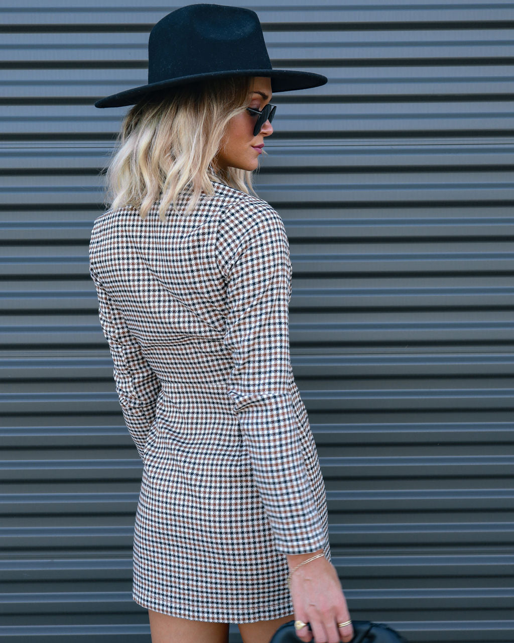 Sophisticated Biz Plaid Mini Dress