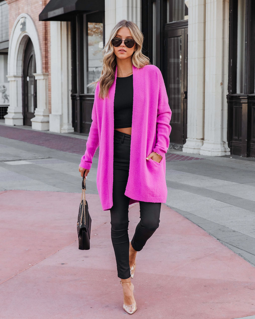 Changing Leaf Pocketed Cardigan - Orchid