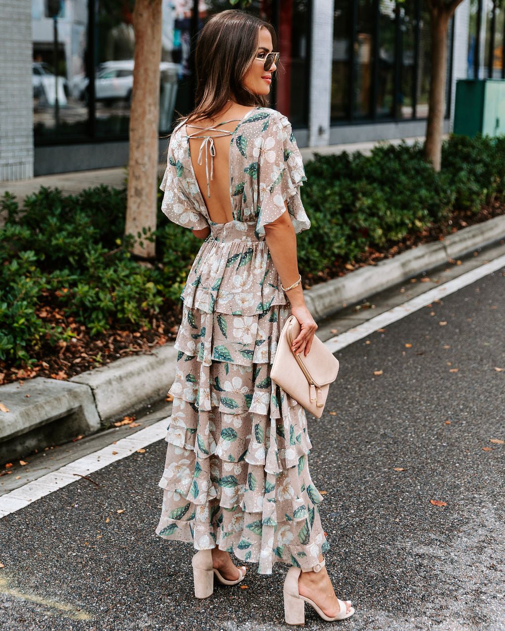 Flora Metallic Tiered Maxi Dress