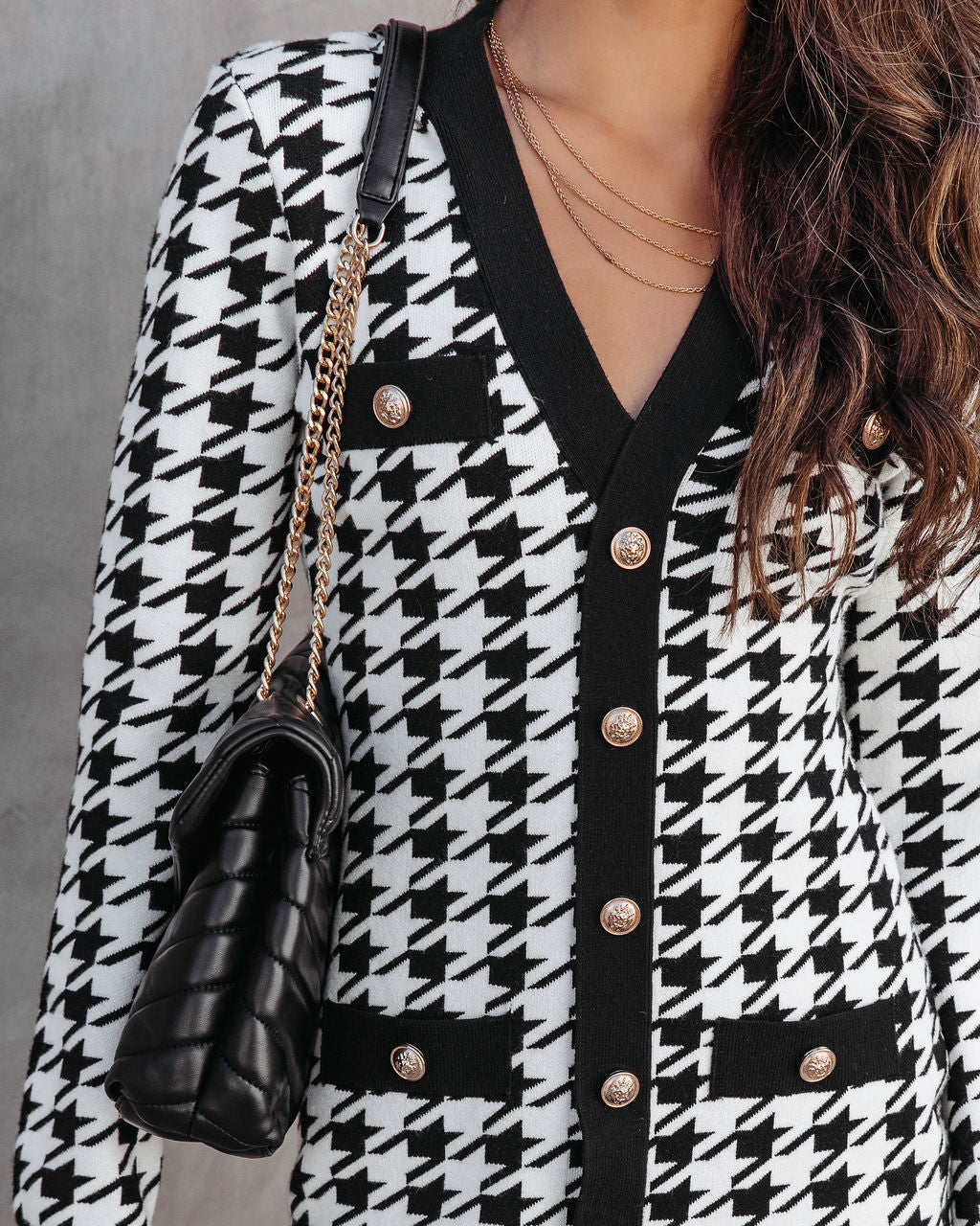 PREORDER - Tres Chic Moment Houndstooth Mini Dress