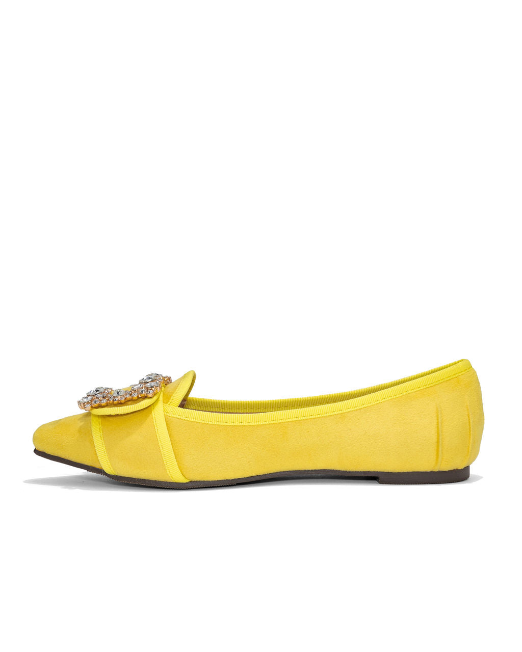 Vanderpump Embellished Faux Suede Flats - Yellow