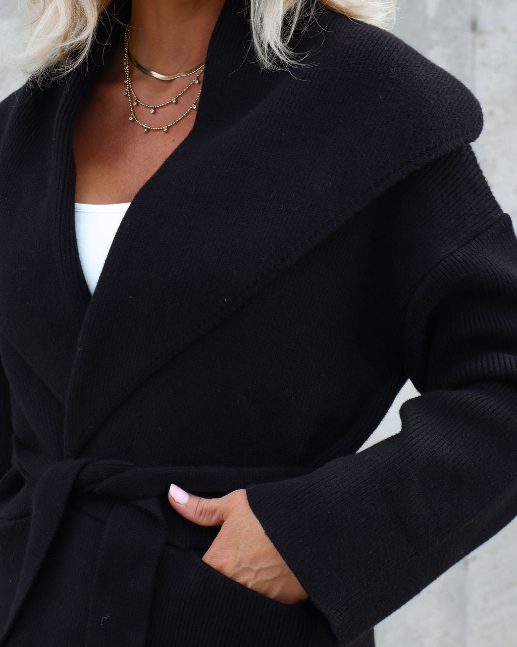 True Class Act Pocketed Cardigan - Black