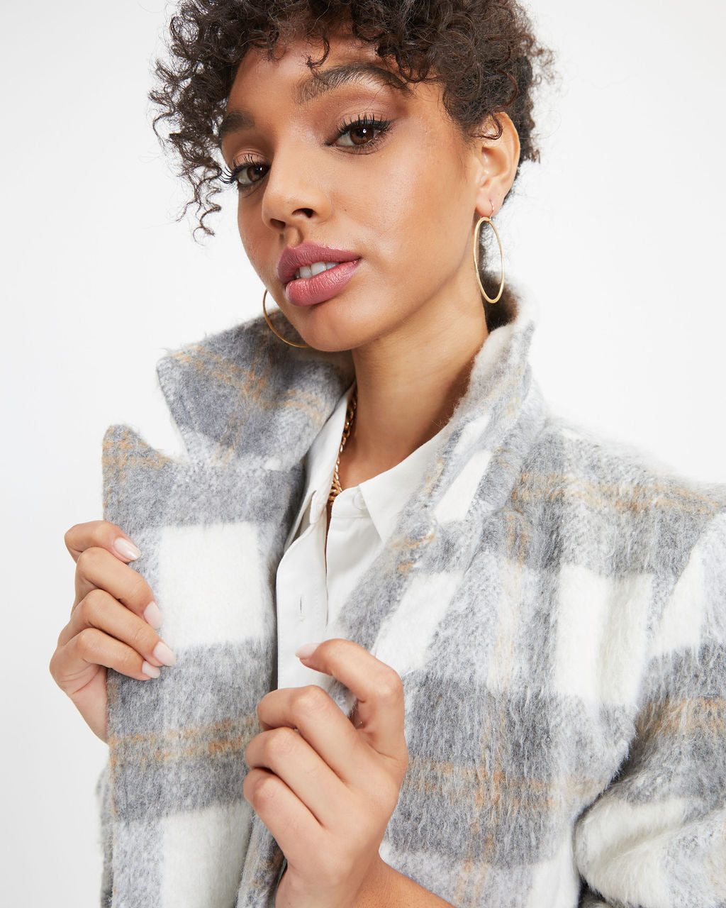 Pleased To Meet You Plaid Pocketed Coat