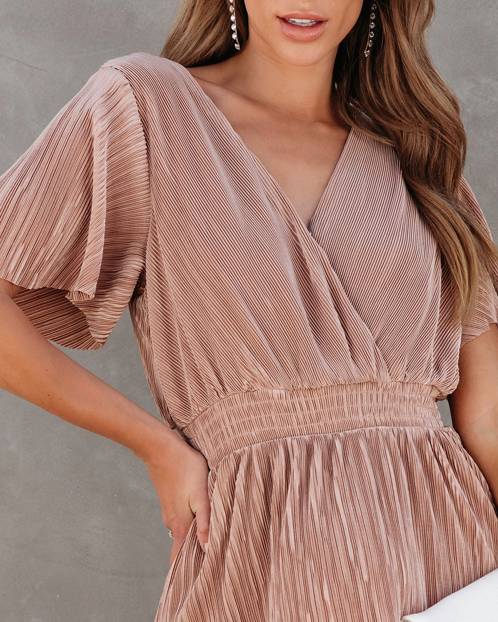 Perfect For Me Plisse Tiered Midi Dress - Mauve