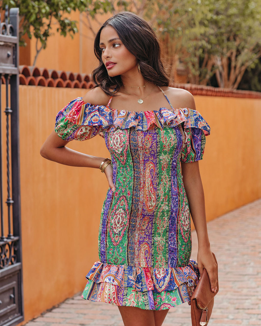 Grazie Paisley Halter Smocked Mini Dress - FINAL SALE