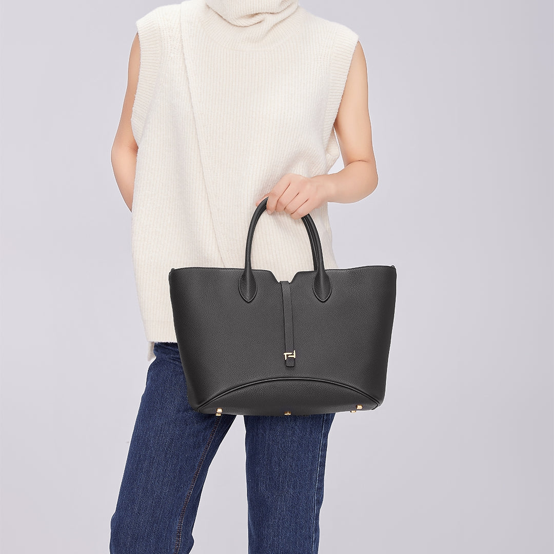 Handmade Black TOGO Leather Tote Bag