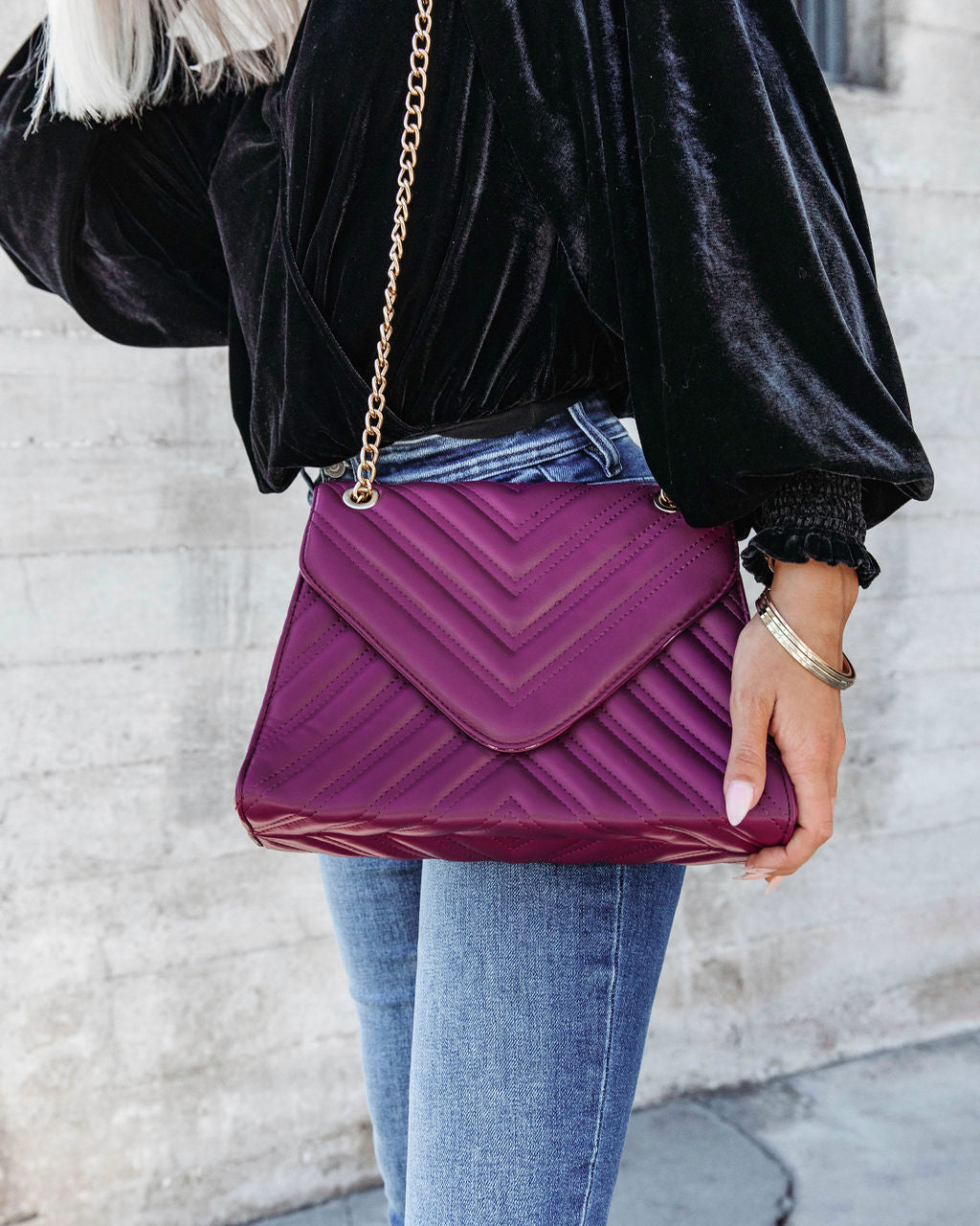 Pamela Padded Crossbody Bag - Purple