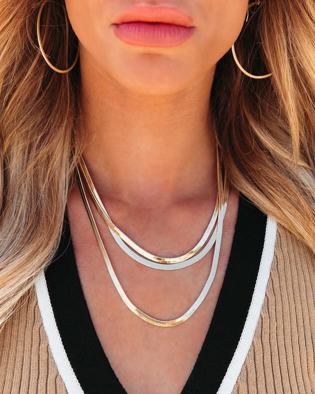 Zoe Layered Herringbone Necklace