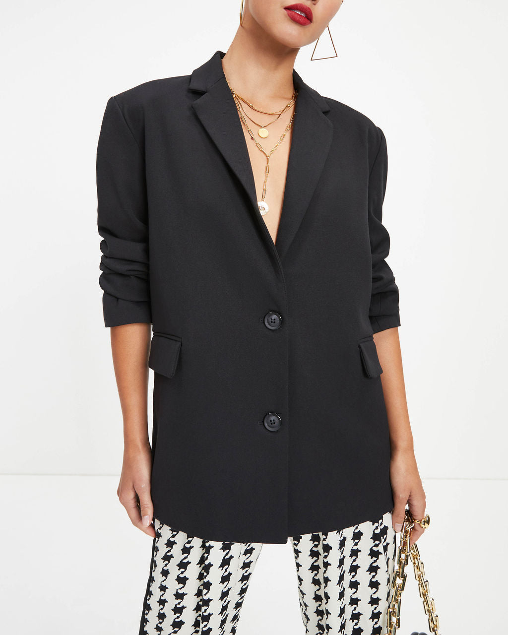 She Knows It All Pocketed Blazer - Black