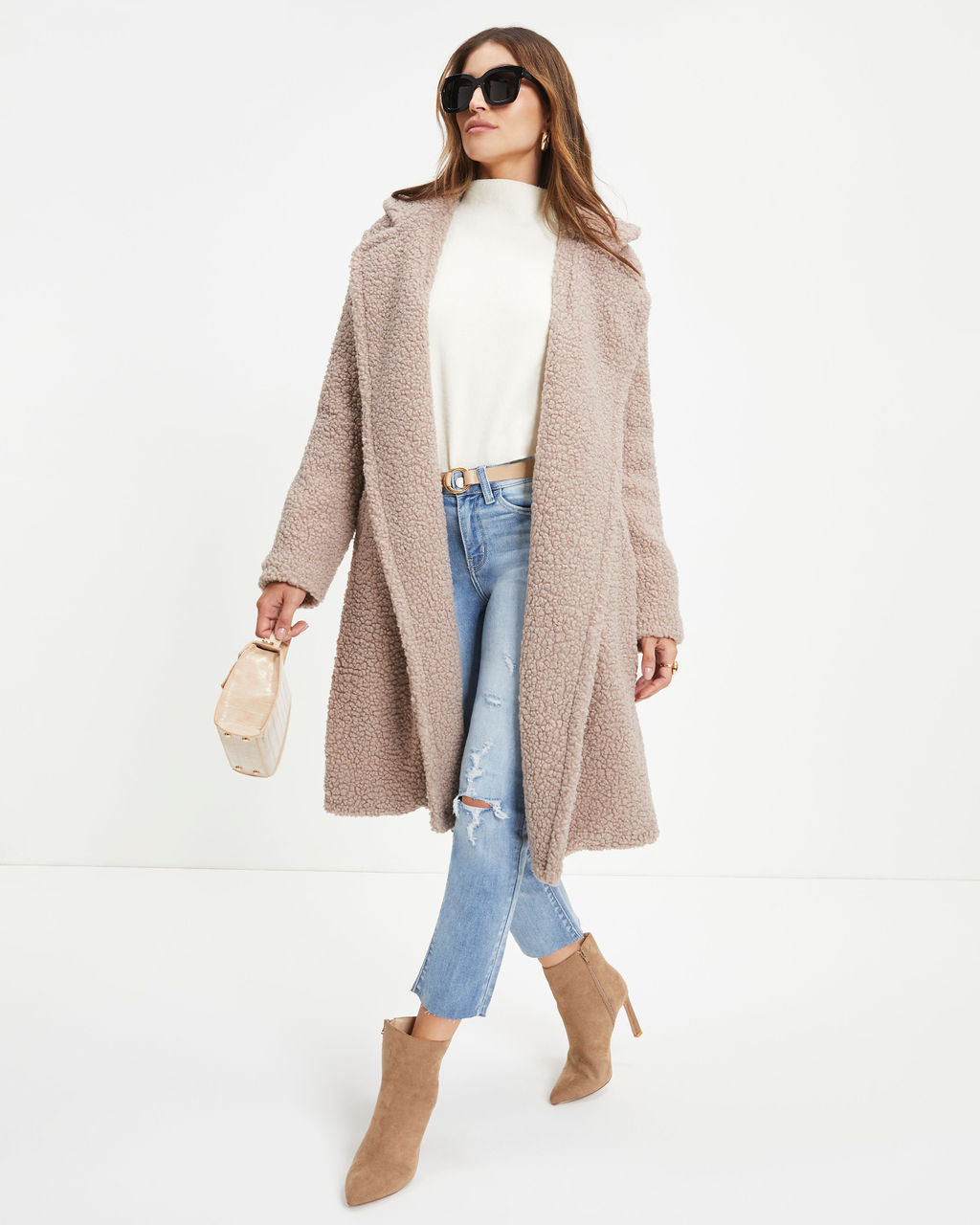 Theo Pocketed Teddy Coat - Stone