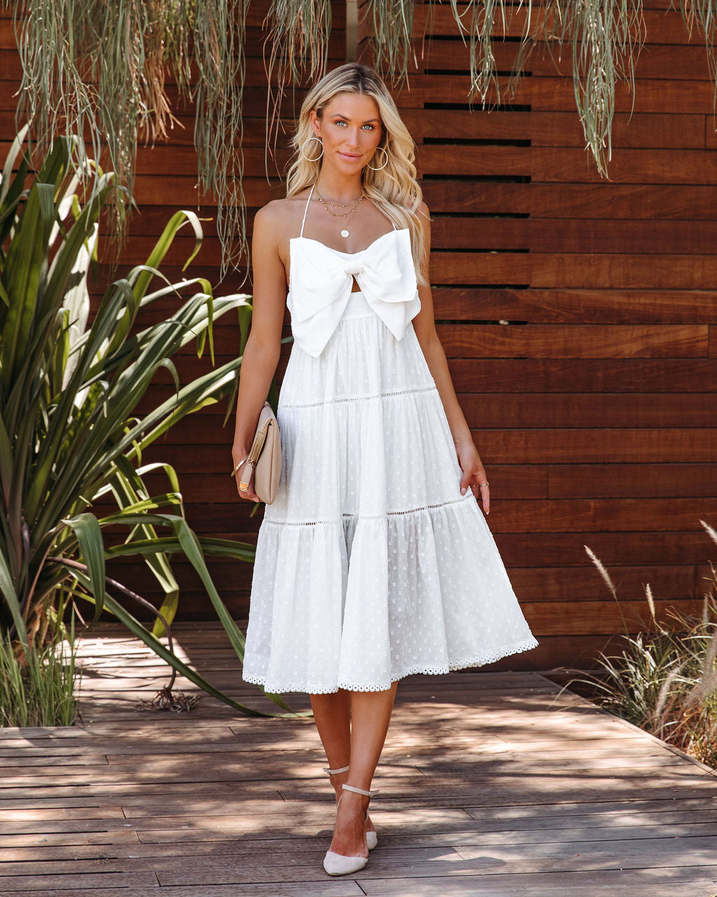 Federica Cotton Tiered Midi Dress - White - FINAL SALE