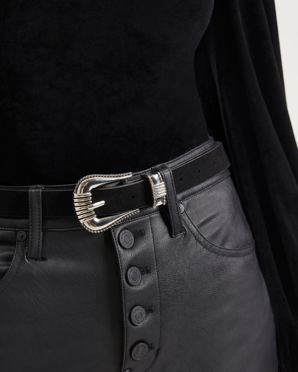 Oklahoma Silver Buckle Belt - Black
