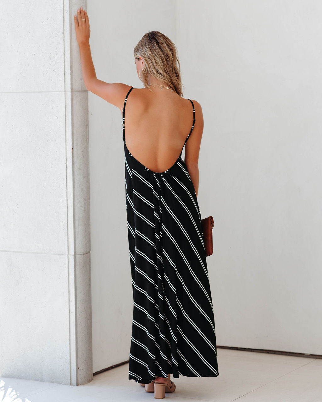 Powell Striped Adjustable Maxi Dress - Black - FINAL SALE