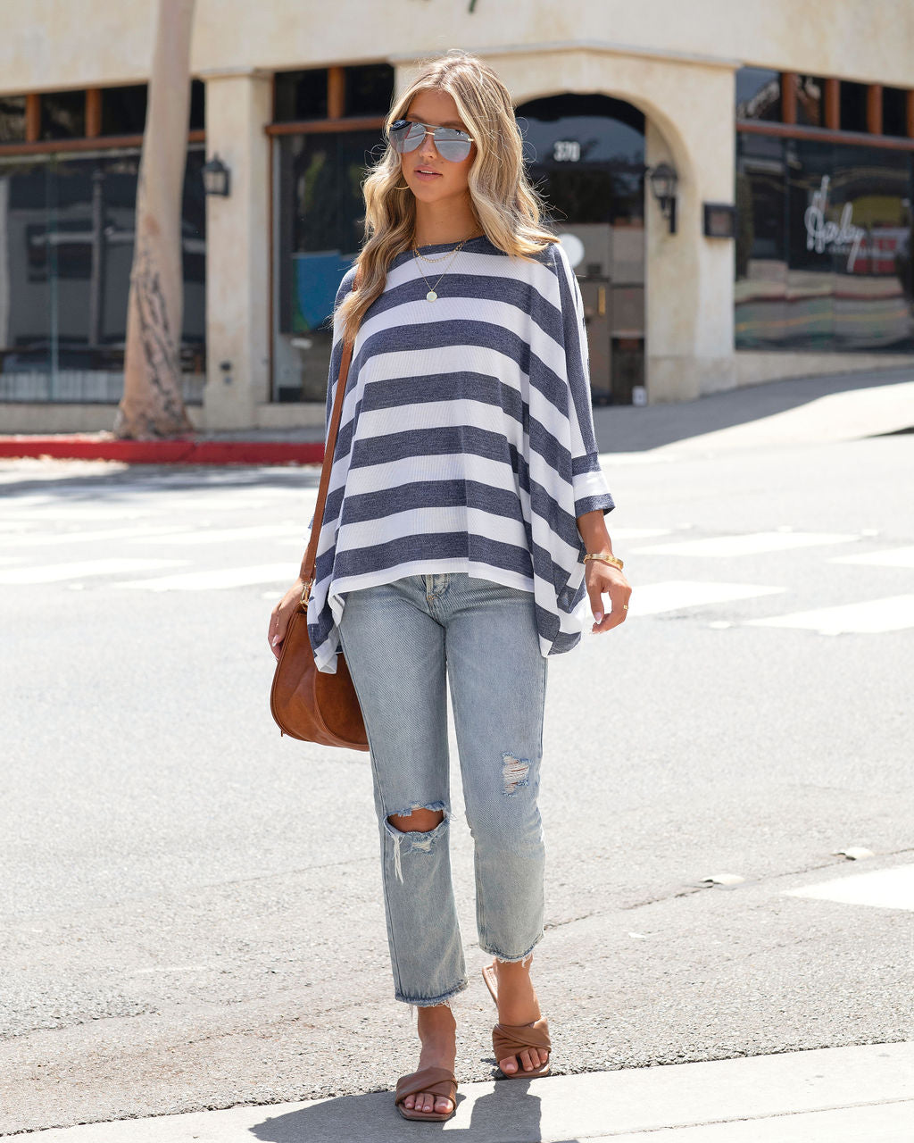 Rugby Club Striped Long Sleeve Top - Navy - SALE