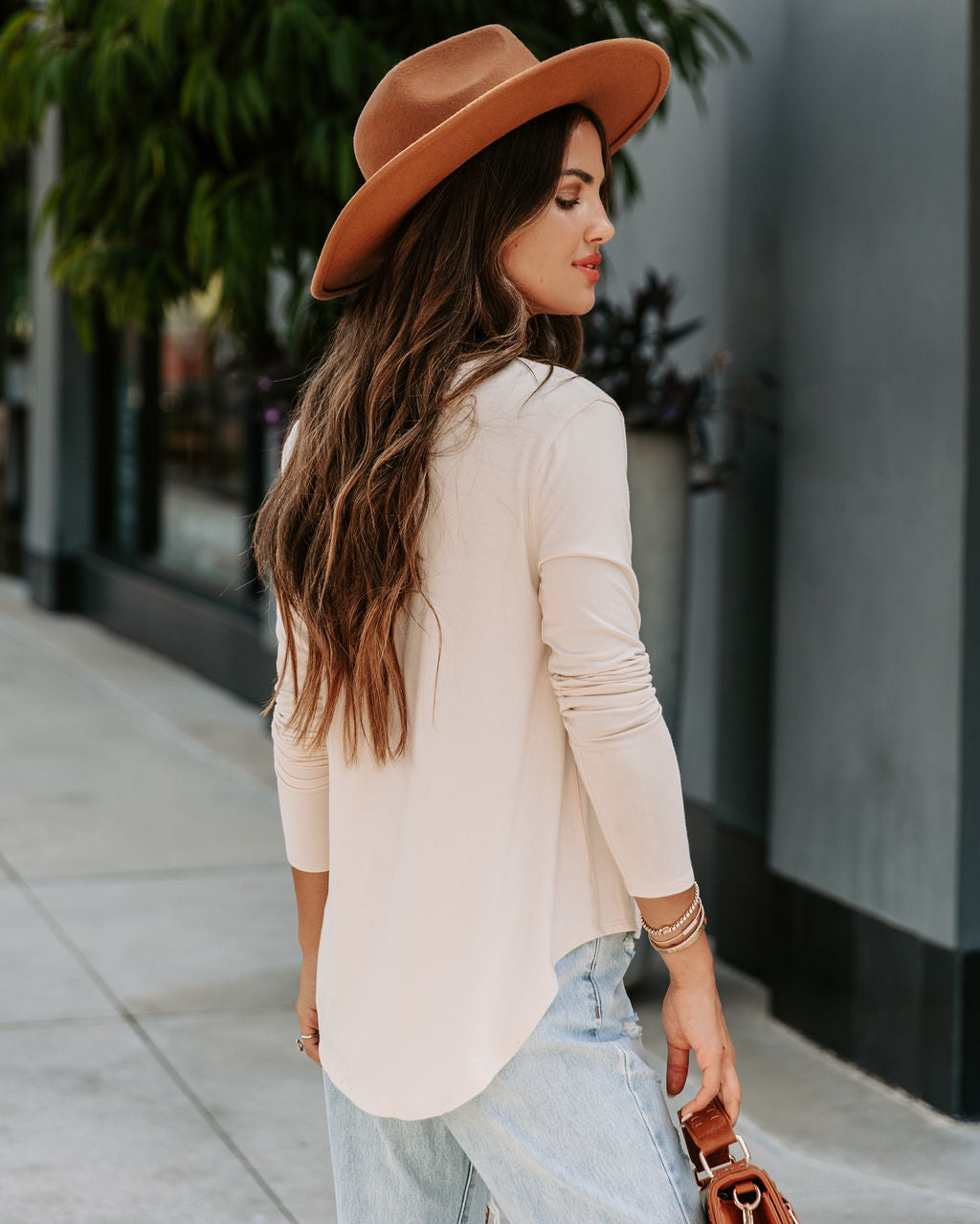 Kimberly Scoop Neck Long Sleeve Top - Cream - FINAL SALE