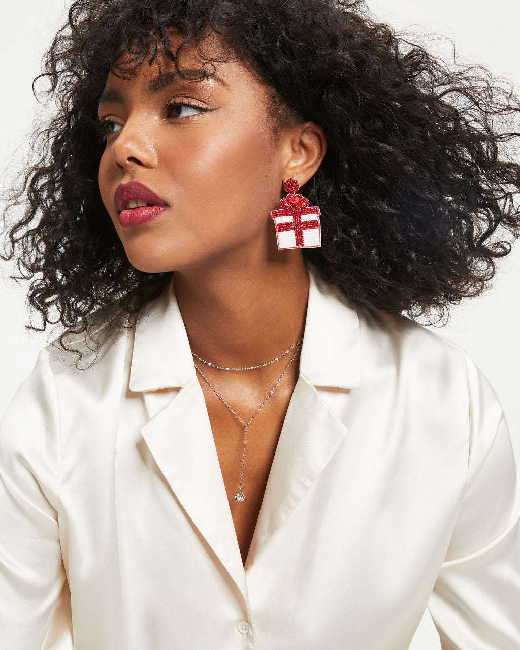 Gift Of Love Beaded Drop Earrings - White