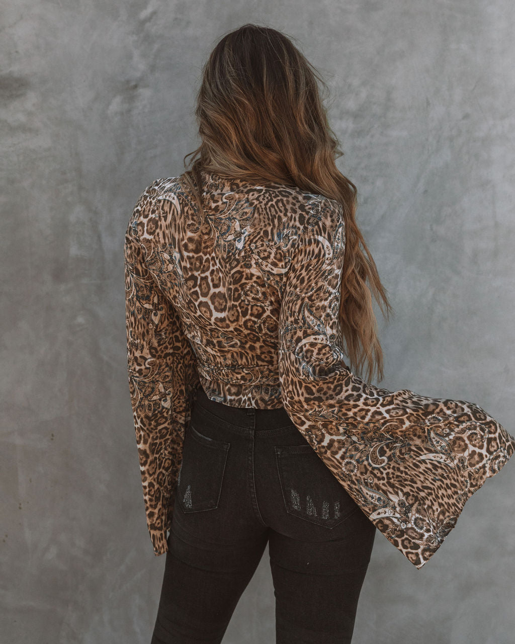 Joshua Mix Print Bell Sleeve Tie Top - SALE