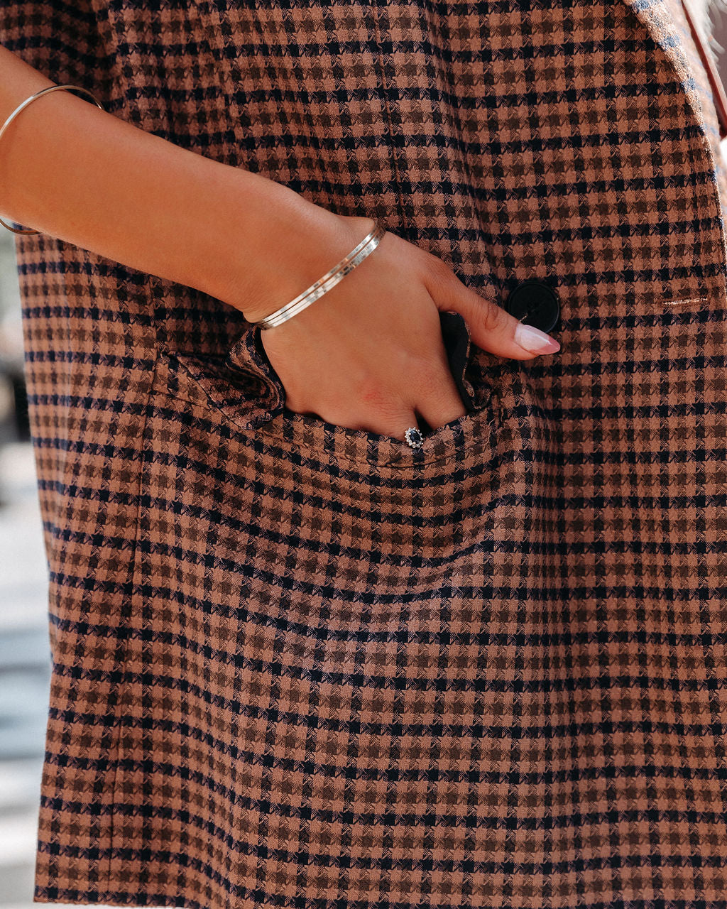 Marketplace Pocketed Houndstooth Blazer