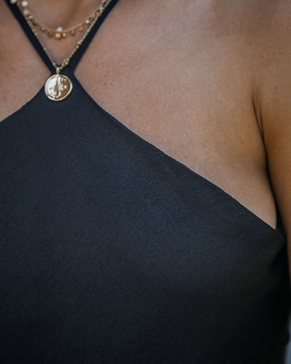 Luisa Satin Halter Midi Dress - Black - FINAL SALE