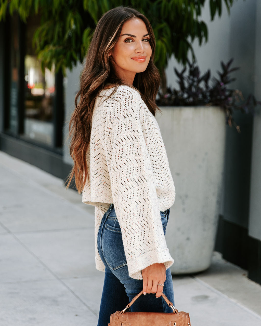 Little Bit Of Color Oversized Crop Pullover Sweater - SALE