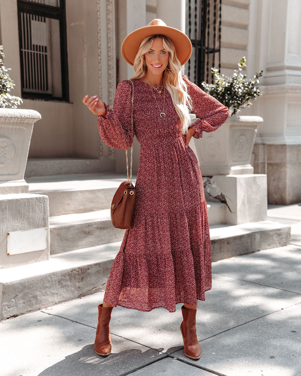 Sylvie Floral Shirred Midi Dress