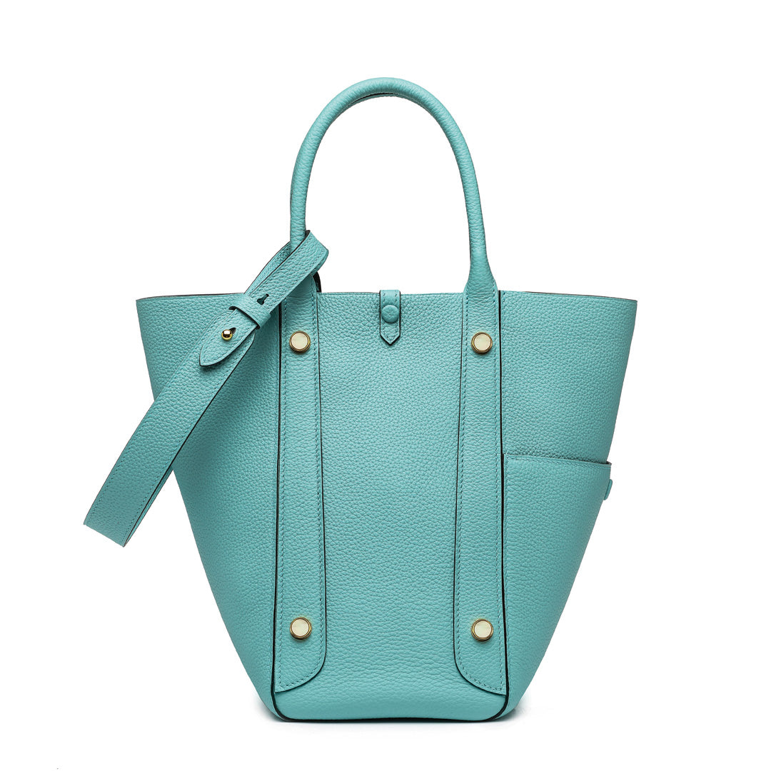 Handmade Macaron Blue TOGO Leather Picotin Tote Bag