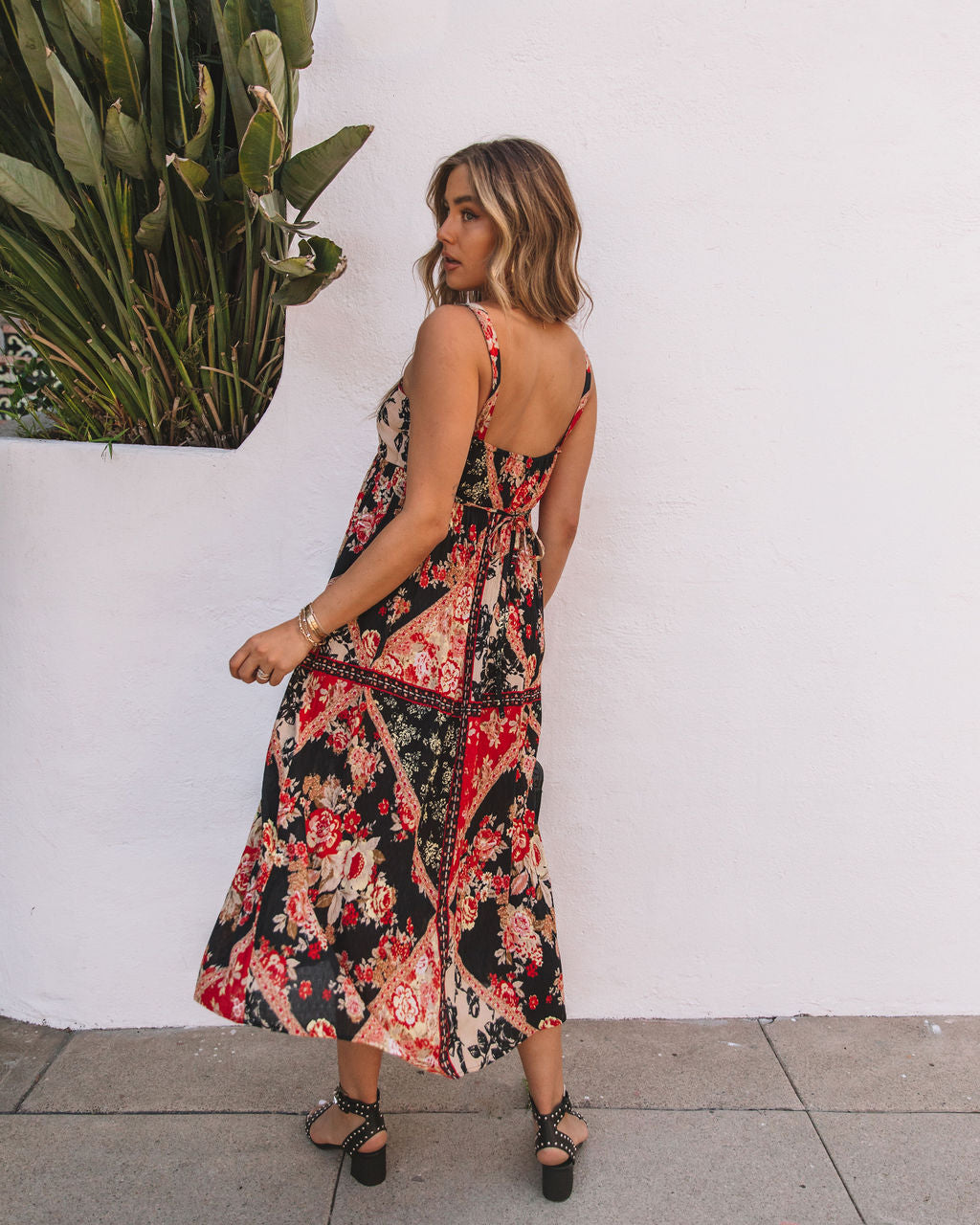 Neverland Tie Back Printed Midi Dress - FINAL SALE